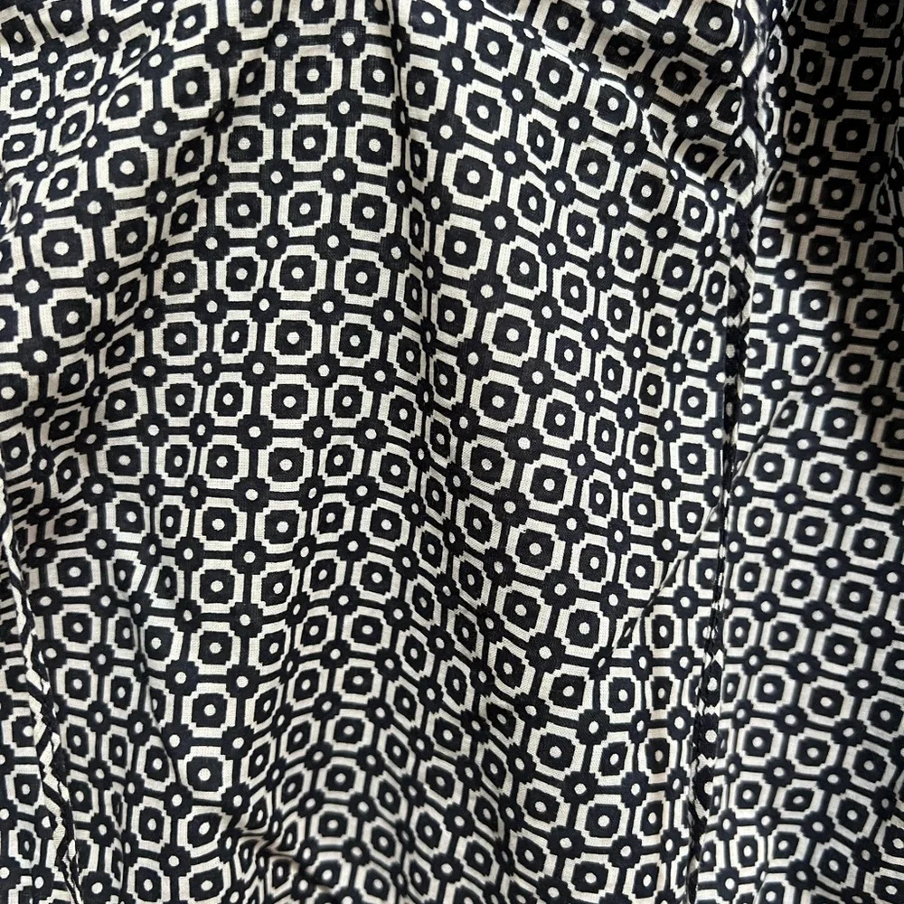 TORY BURCH Evelina Voile Tunic Blouse Top Navy Blue White Print